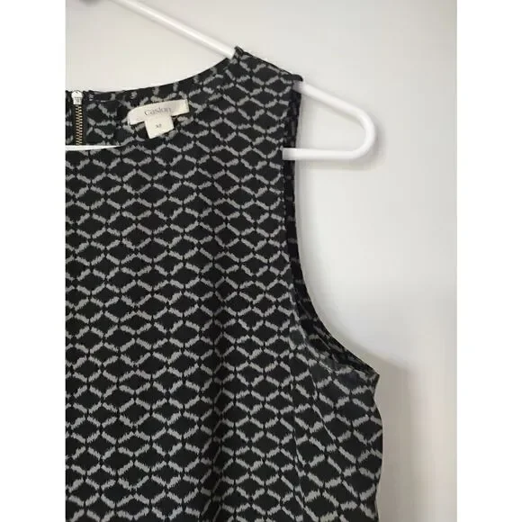 Caslon Womens Size XS Black Gray Straight Shift Round Neck Sleeveless Mini Dress - Picture 3 of 6